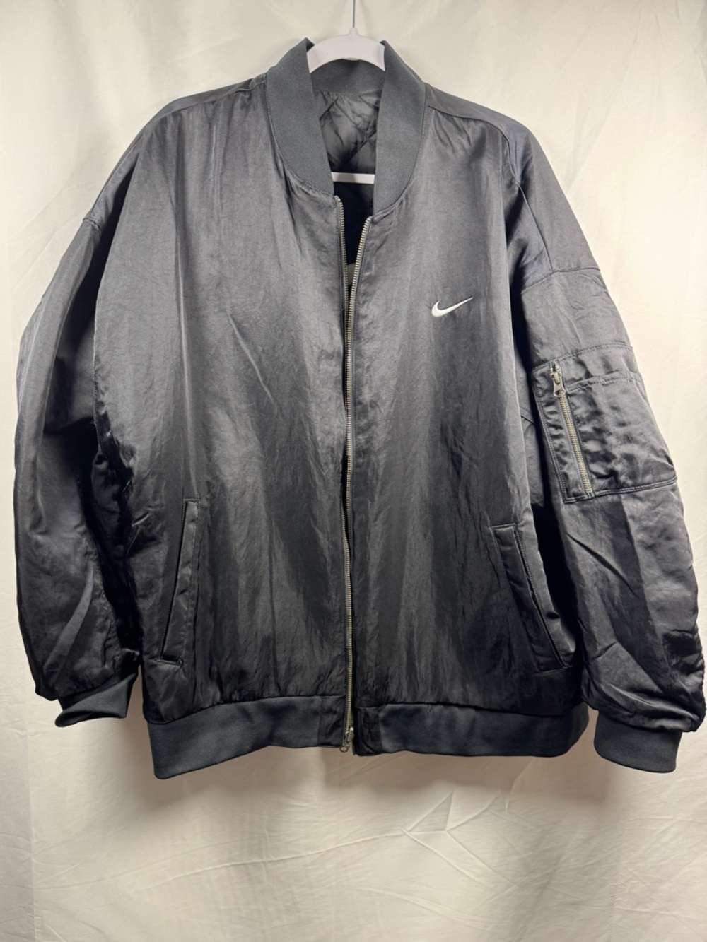 Nike Women’s Black Bomber Reversible Jacket with White Swoosh